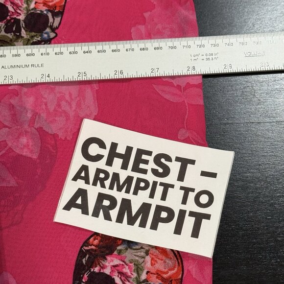 Torrid Open Kimono Womens Size 4X Pink Chiffon Gothic Skull Grunge Cardigan - Picture 10 of 11